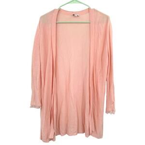 J.Jill Size Small Open‎ Front Cardigan Long Sleeve Sweater Pink Linen and Rayon